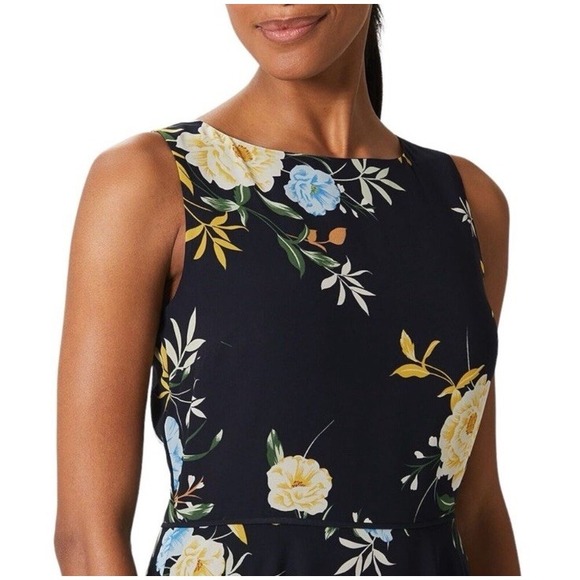 HOBBS‎ LONDON CARLY MIDI FLORAL DRESS Navy Sleeveless Tea Brunch Wedding Women 4 - Picture 15 of 16